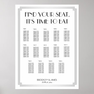 Poster de la carte Mariage Argent Noir Art Déco