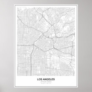 Poster de la carte minimaliste de Los Angeles (Sty