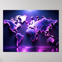 Poster de la carte mondiale en bois 3D OEuvre mura