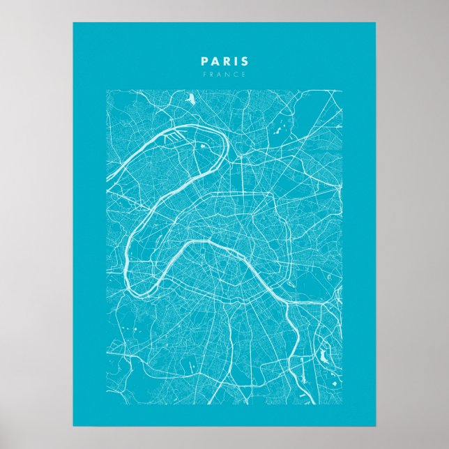 Poster de la carte Paris - France Ligh Blue City (Devant)