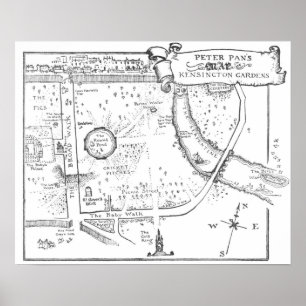 Poster de la carte Peter Pan B & W de Kensington G