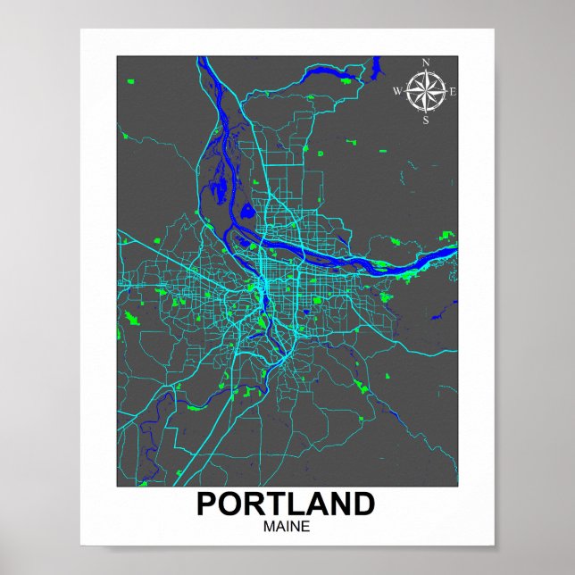 Poster de la carte Portland (Devant)