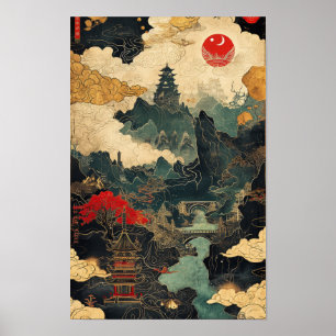 Poster de la carte routière Asie détaillée