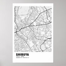 Poster de la carte Shibuya - Tokyo Carte Blanche