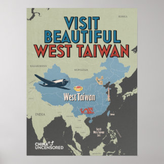 Poster de la carte Taïwan Ouest 18" x 24"