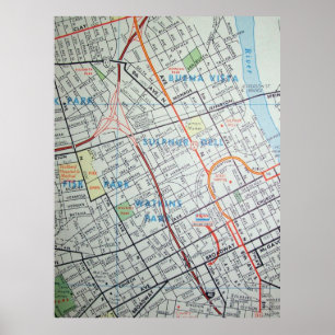 Poster de la carte Vintage de Nashville, TN