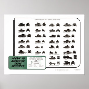 Poster de la carte vintage WW II Light Tanks
