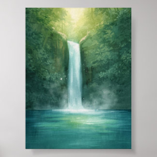 Poster de la cascade de forêt enchantée