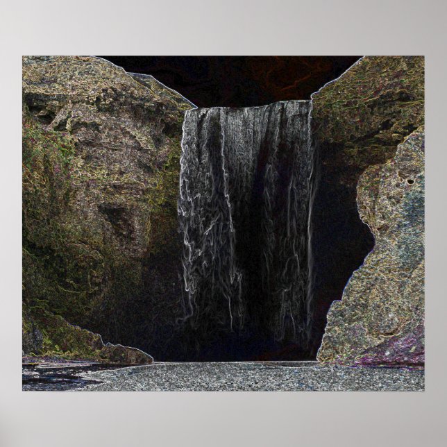 Poster de la cascade de Neon foncé (Devant)