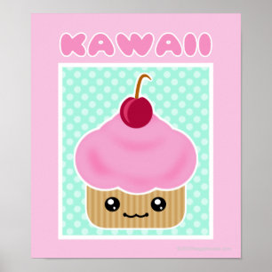 Poster de la cerise de Kawaii Cupcake