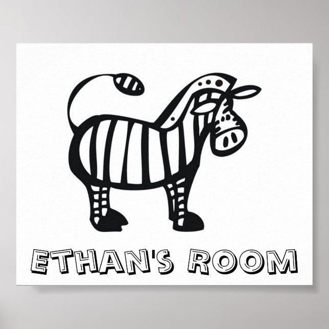 Poster de la chambre d'enfants Zebra customisée (Devant)