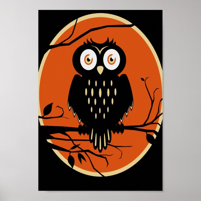 Poster de la Chouette d'Halloween vintage (Devant)