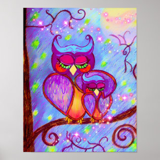 Poster de la Chouette mère et bébé par Carol Zeock