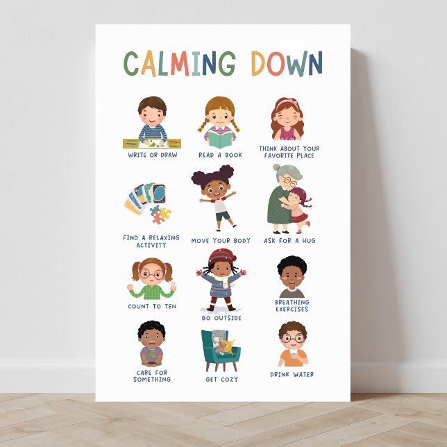 Poster de la classe Techniques de Calme (calming down techniques, calming down, education, social emotional learning, classroom posters)
