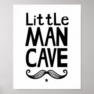 Poster de la cravate Little Man Cave avec Moustach