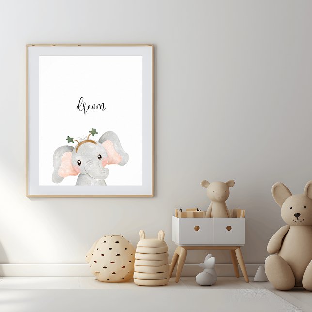 Poster de la crèche de rêve Eléphant mignonne (Créateur téléchargé)