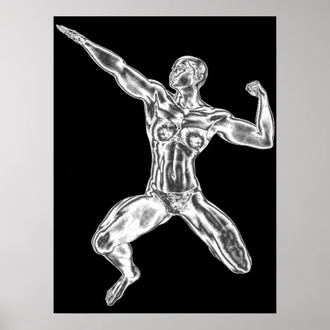 Poster de la dame Chrome Bodybuilder Poster (Devant)