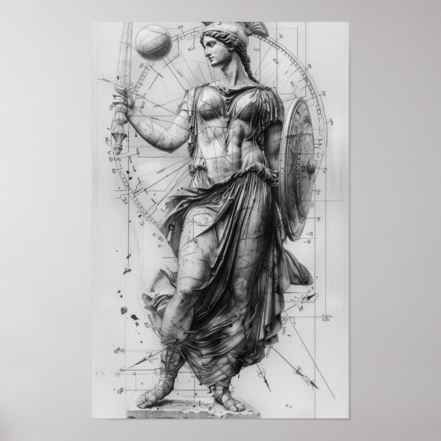 Poster de la déesse Athena Art - Décor mythologiqu (Devant)