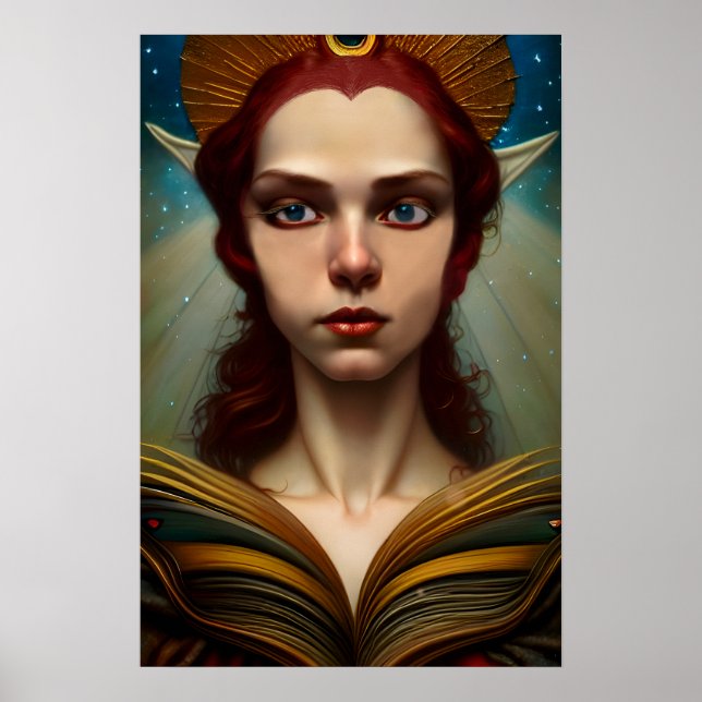 Poster de la déesse d'Imaginaire des elfes AI (Devant)