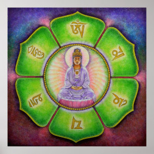 Poster de la déesse Kuan Yin "Om Mani Padme Hum"