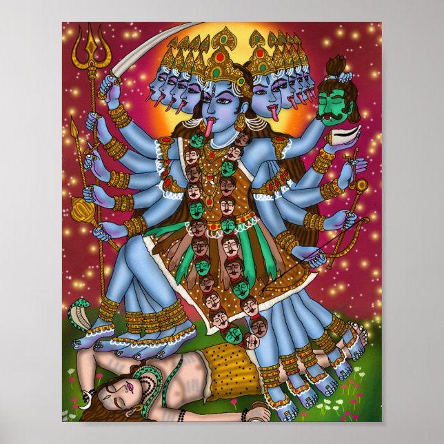 Poster de la déesse Mahakali | Fierce Hindu Devi K (Devant)