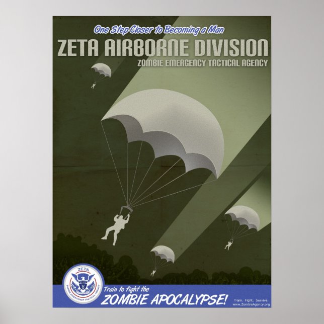 Poster de la Division aéroportée de l'Agence Zombi (Devant)