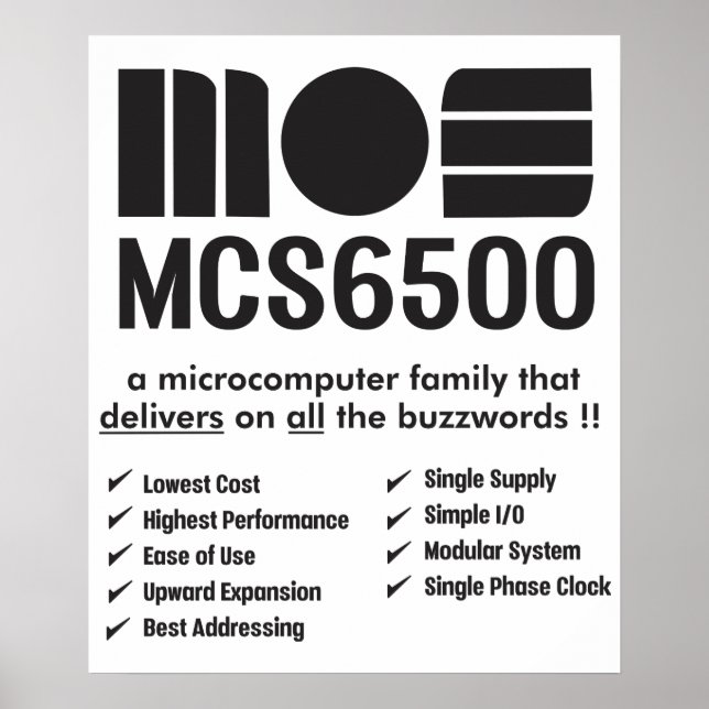 Poster de la famille de microprocesseurs MOS 6500 (Devant)