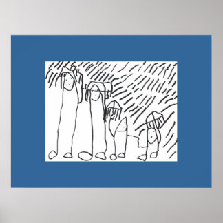 Poster de la famille Isaac dans la pluie