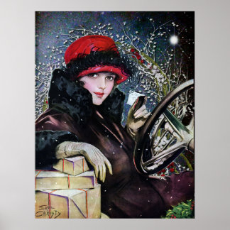 Poster de la femme de Noël Vintage