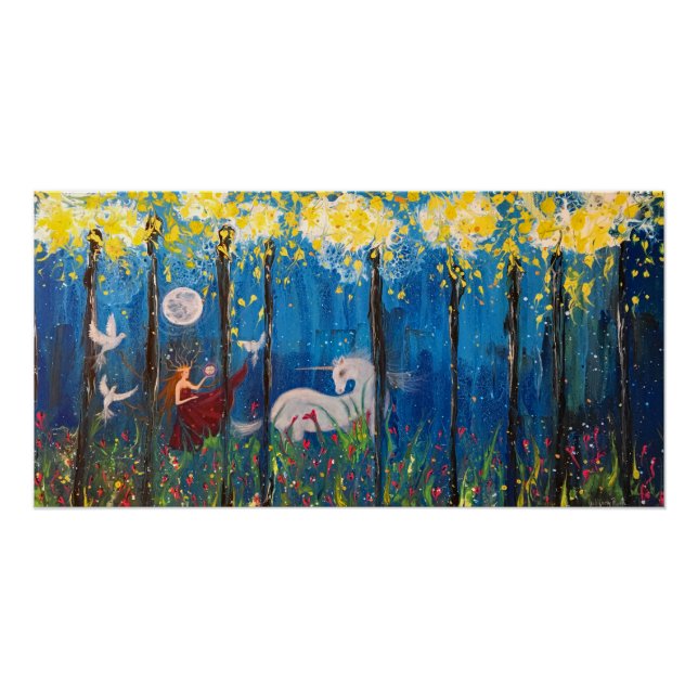 Poster de la femme Kairos et de la licorne dans l' (Devant)