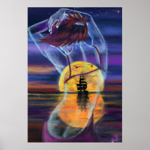 Poster de la femme Sea Sunset