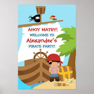 Poster de la fête d'anniversaire du bateau pirate