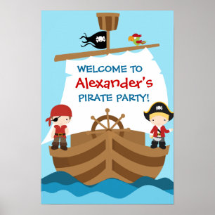 Poster de la fête d'anniversaire du navire pirate