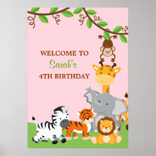 Poster de la fête d'anniversaire du Safari Jungle