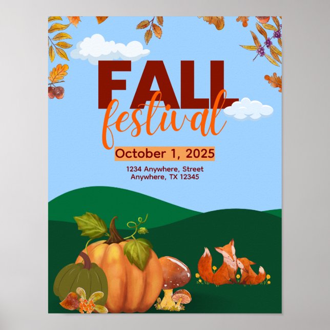 Poster de la fête d'automne, automne, vacances (Devant)