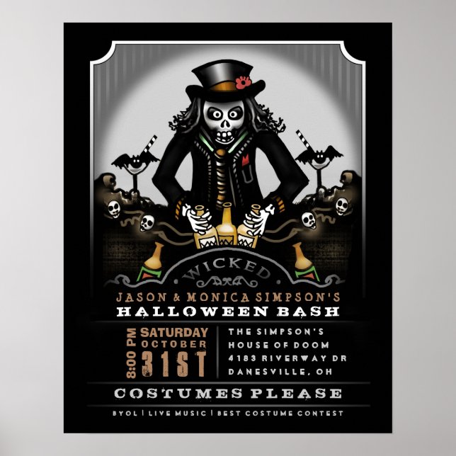 Poster de la fête d'Halloween 16 x 20 Ghoulish Bas (Devant)