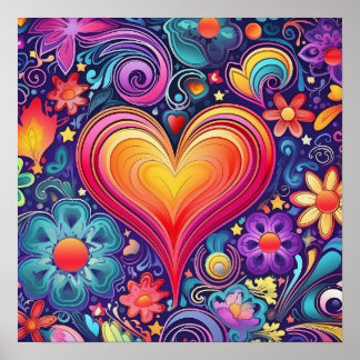Poster de la Fierté Coeur Arc-en-ciel