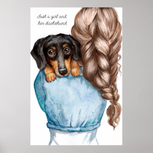 Poster de la fille et de son Dachshund