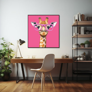 Poster de la girafe aux lunettes roses