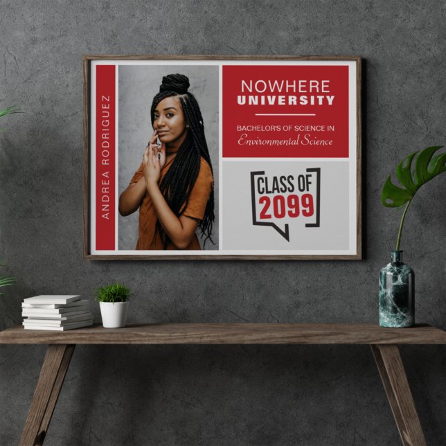 Poster de la Graduation en Boîtes rouges et photo (Créateur téléchargé)