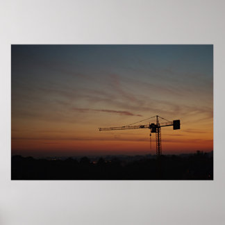 Poster de la grue du coucher du soleil