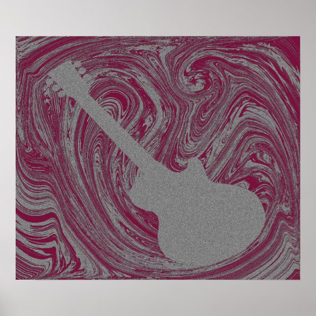 Poster de la guitare Grunge, rose foncé (Devant)