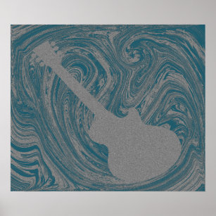 Poster de la Guitare Grunge, Turquoise