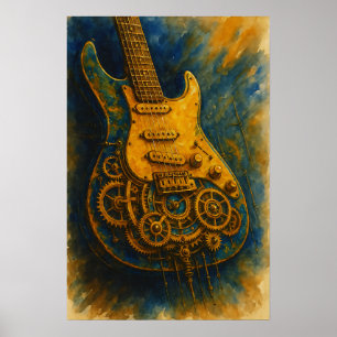 Poster de la guitare Steampunk