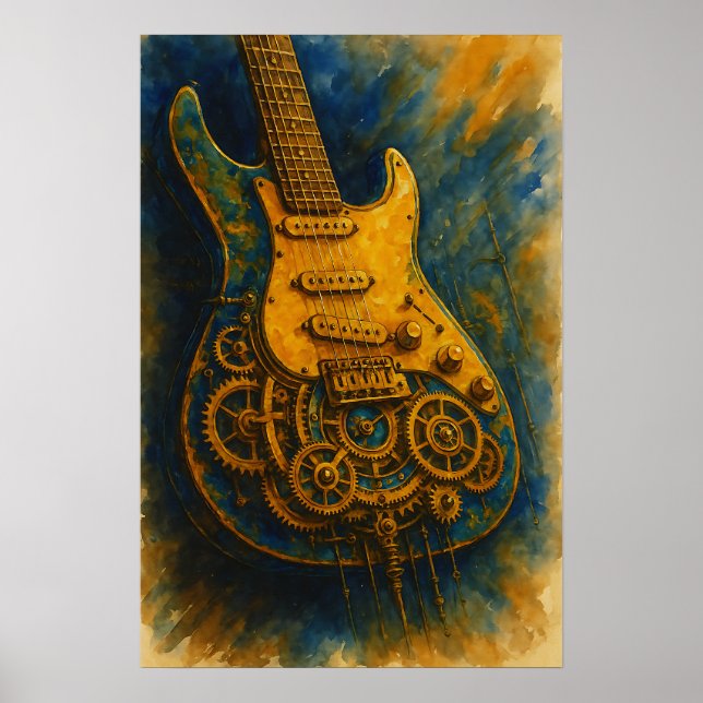 Poster de la guitare Steampunk (Devant)