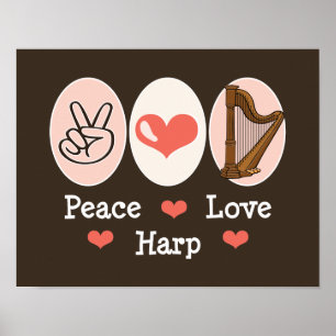 Poster de la harpe Peace Love