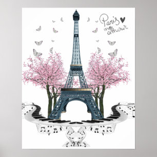 Poster de la jolie tour Eiffel Paris Amour