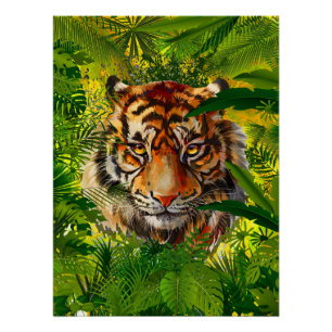 Poster de la Jungle réaliste Tiger Art Glossy - Ti