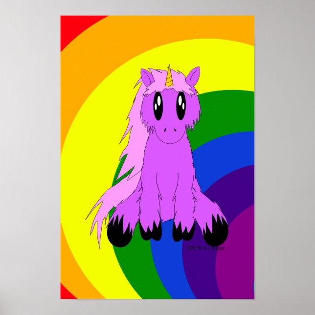Poster de la licorne Cute Scruffy (Devant)