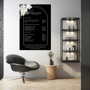 Poster de la liste de prix du salon noir